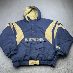 Notre Dame Fighting Irish Jacket Hooded Boys Large NCAA Football Starter Anorak